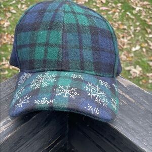 Plaid Cap with Snowflake Bling Design